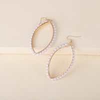 Imitation Pearl & Goldtone Marquise Drop Earrings