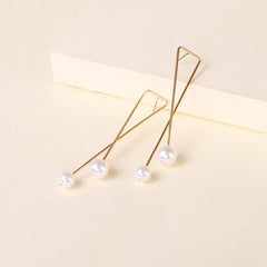Pearl & 18K Gold-Plated Cross Drop Earrings