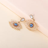 Crystal & Pearl 18k Gold-Plated Eyes Drop Earrings