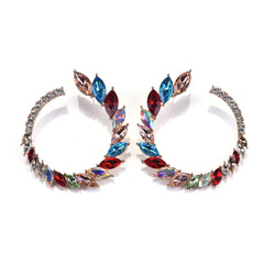 Red Crystal & Cubic Zirconia Open Wreath Stud Earrings