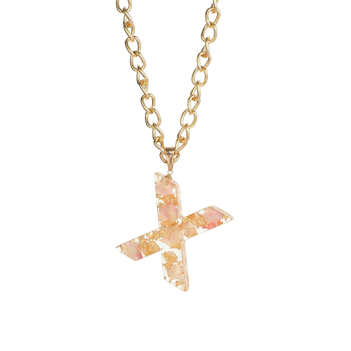 Pink & 18K Gold-Plated Floral Alphabet X Pendant Necklace
