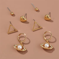 Cubic Zirconia & Pearl Eye Leverback Earrings Set
