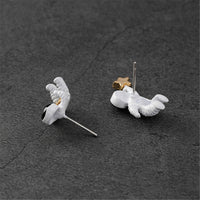 White Oil Drip & 18k Gold-Plated Astronaut Stud Earrings