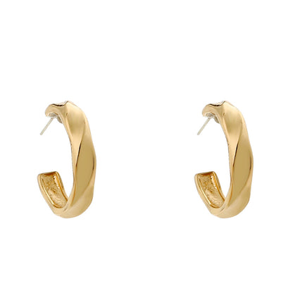 18K Gold-Plated Twisted Hoop Earrings, dainty minimalist design, styled look