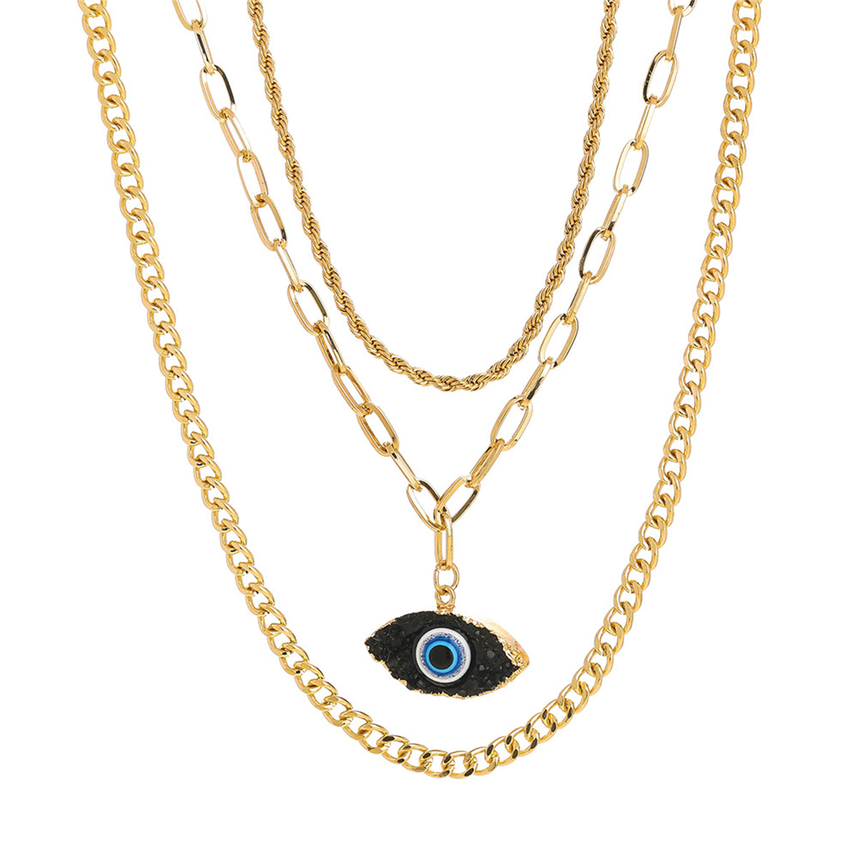 18K Gold-Plated Evil Eye Layered Necklace Set