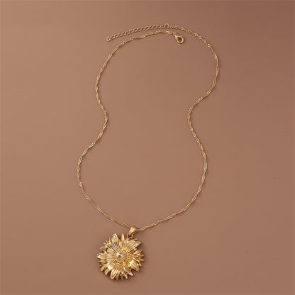 18K Gold-Plated Mum Pendant Necklace, gold pendant necklace for women, everyday style, lifestyle look