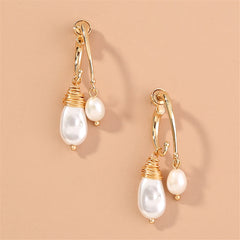 Pearl & 18K Gold-Plated Ear Jackets