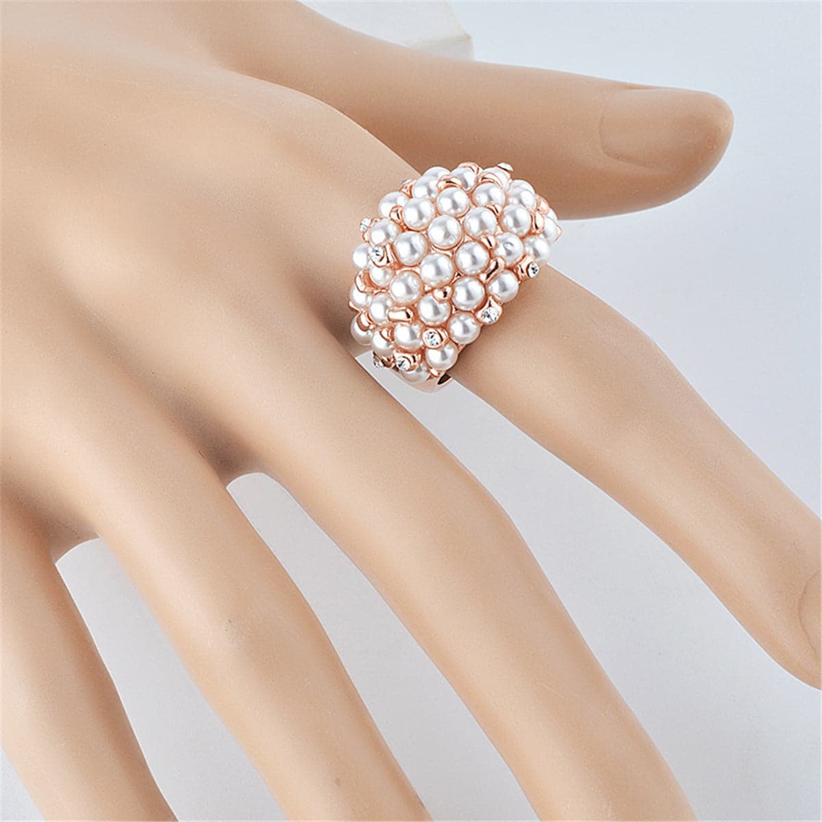 cubic zirconia & Imitation Pearl Promise Ring - streetregion