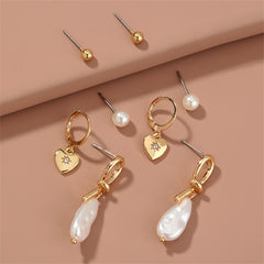 Cubic Zirconia & Pearl Leverback & Drop Earrings Set