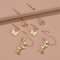 Cubic Zirconia & 18k Gold-Plated Butterfly Drop Earrings Set