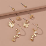 Cubic Zirconia & 18k Gold-Plated Butterfly Drop Earrings Set