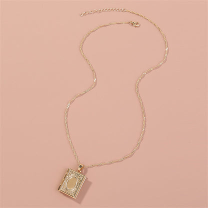 18K Gold-Plated Book Locket, gold pendant necklace for women, elegant gift for her, styled look