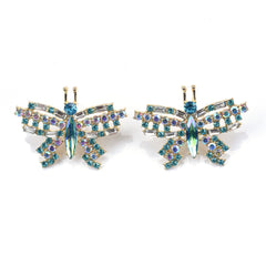 Green Crystal & Cubic Zirconia Butterfly Stud Earrings