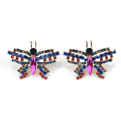 Blue Crystal & Cubic Zirconia Butterfly Stud Earrings
