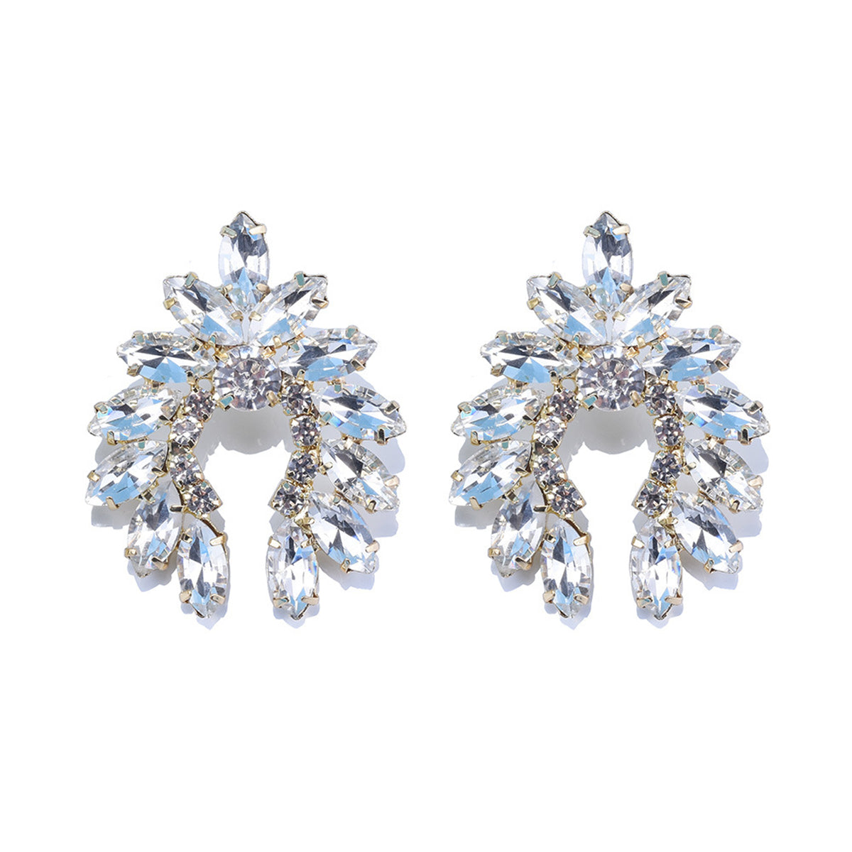 Crystal & Cubic Zirconia Curved Stud Earrings