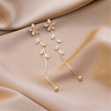 Cats Eye & Cubic Zirconia Floral Drop Earrings