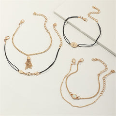 Moonstone & Vibre Tassel Anklet Set