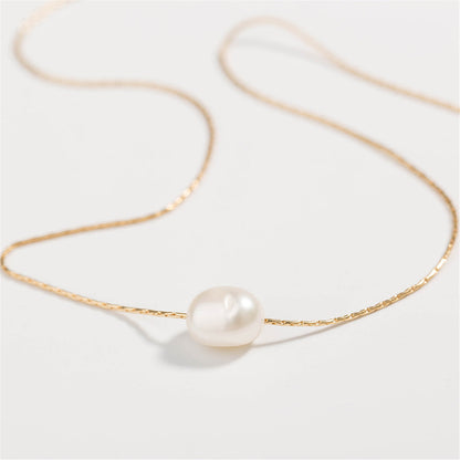 Pearl and 18K Gold-Plated Layered Pendant Necklace, gold pendant necklace for women, elegant gift for her, styled look
