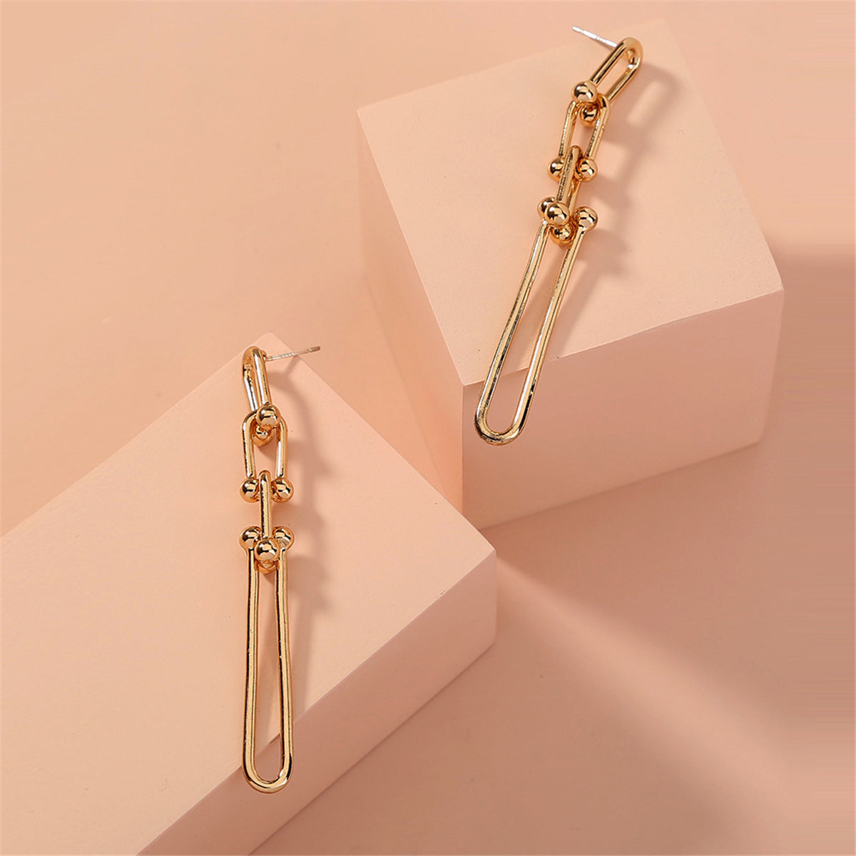 18K Gold-Plated Studded Drop Earrings, gold drop earrings for women, elegant gift for her, lifestyle look
