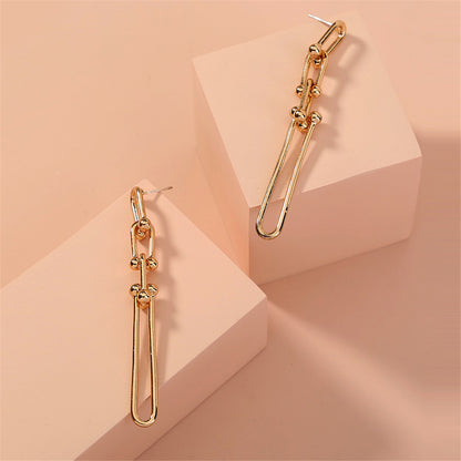 18K Gold-Plated Studded Drop Earrings, gold drop earrings for women, elegant gift for her, lifestyle look