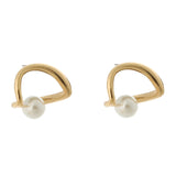 Pearl & 18k Gold-Plated Open Heart Stud Earrings