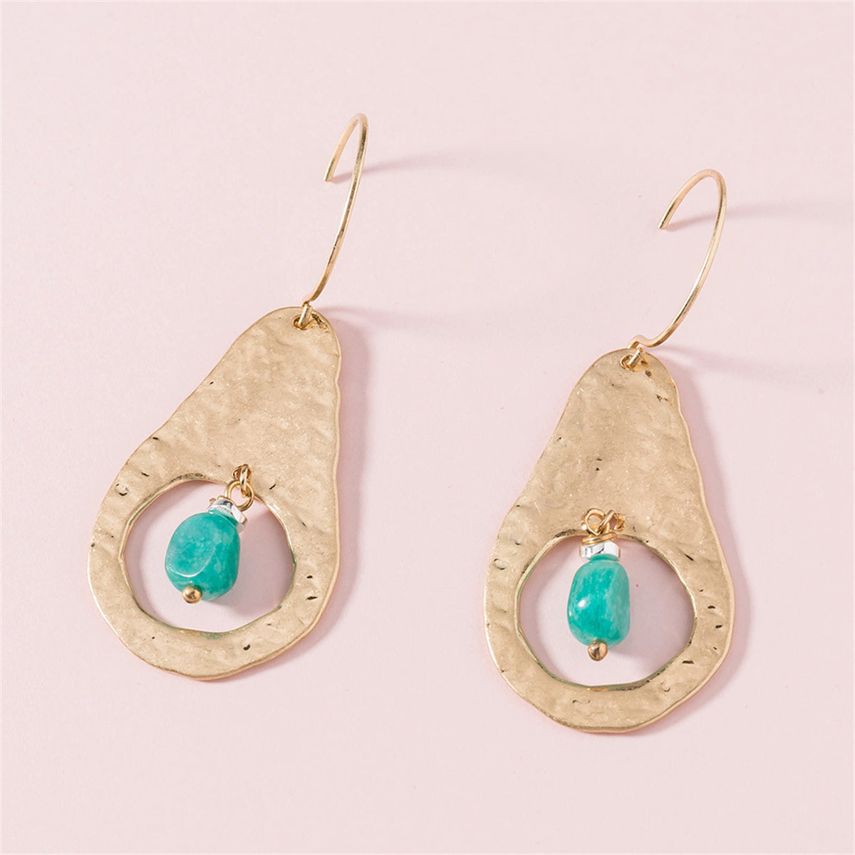 Green Resin and 18K Gold-Plated Avocado-Shape Drop Earrings, gold drop earrings for women, side view