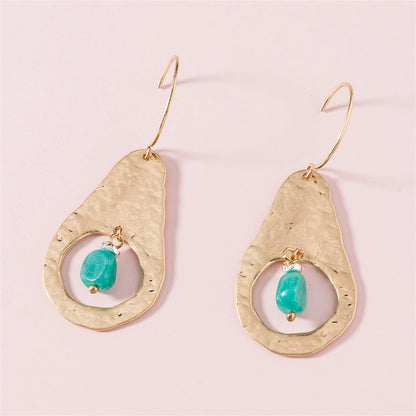 Green Resin and 18K Gold-Plated Avocado-Shape Drop Earrings, gold drop earrings for women, side view