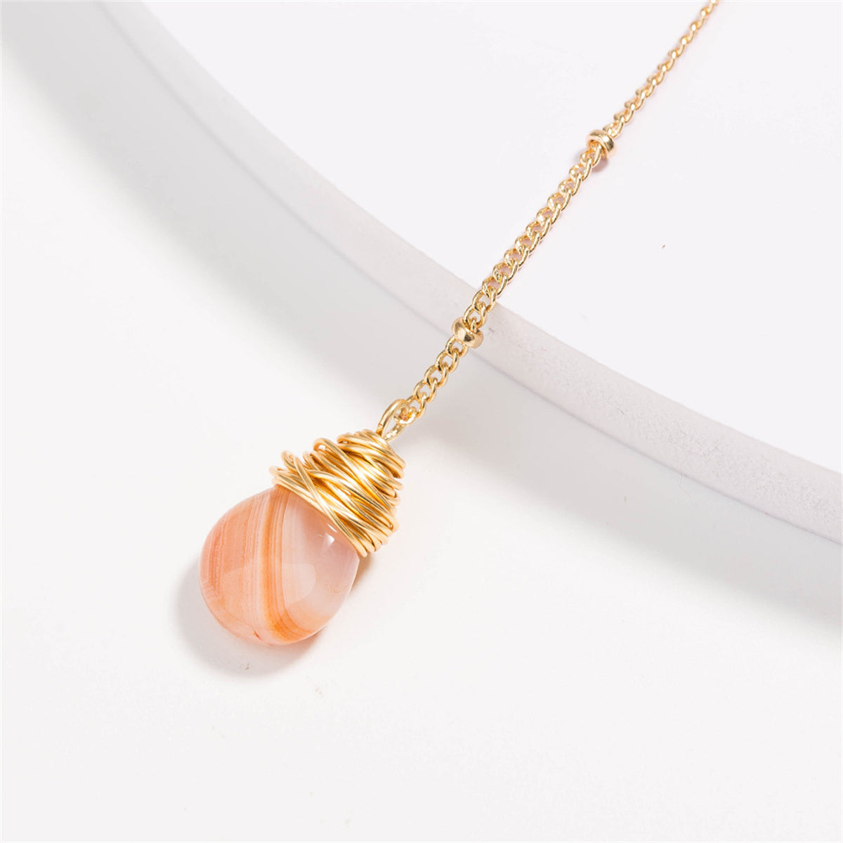 Gemstone and 18K Gold-Plated Layered Drop-Link Necklace, gold pendant necklace for women, everyday style, lifestyle look