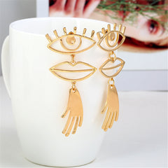 18K Gold-Plated Eye & Lip Drop Earrings