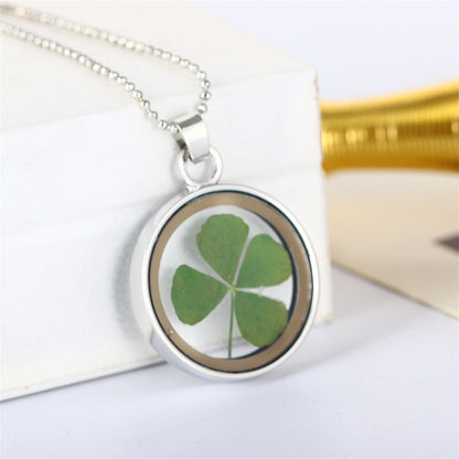 Silver-Plated Clover Pendant Necklace, silver pendant necklace for women, elegant gift for her, side view