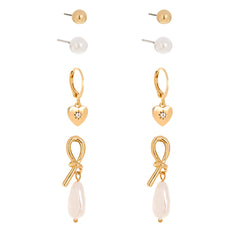 Cubic Zirconia & Pearl Leverback & Drop Earrings Set