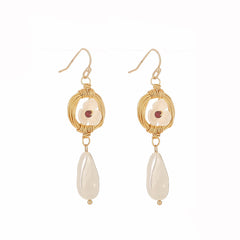 Pearl & Acrylic 18K Gold-Plated Flower Two-Tier Drop Earrings