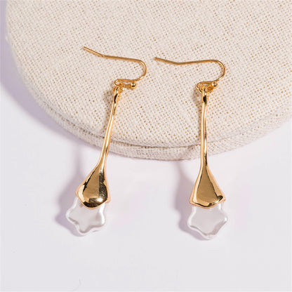 Pearl and 18K Gold-Plated Star Drop Earrings, gold drop earrings for women, elegant gift for her, styled look