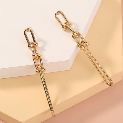 18K Gold-Plated Studded Drop Earrings, gold drop earrings for women, elegant gift for her, styled look