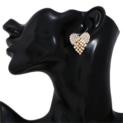 Cubic Zirconia & 18K Gold-Plated Sequin Heart Stud Earrings