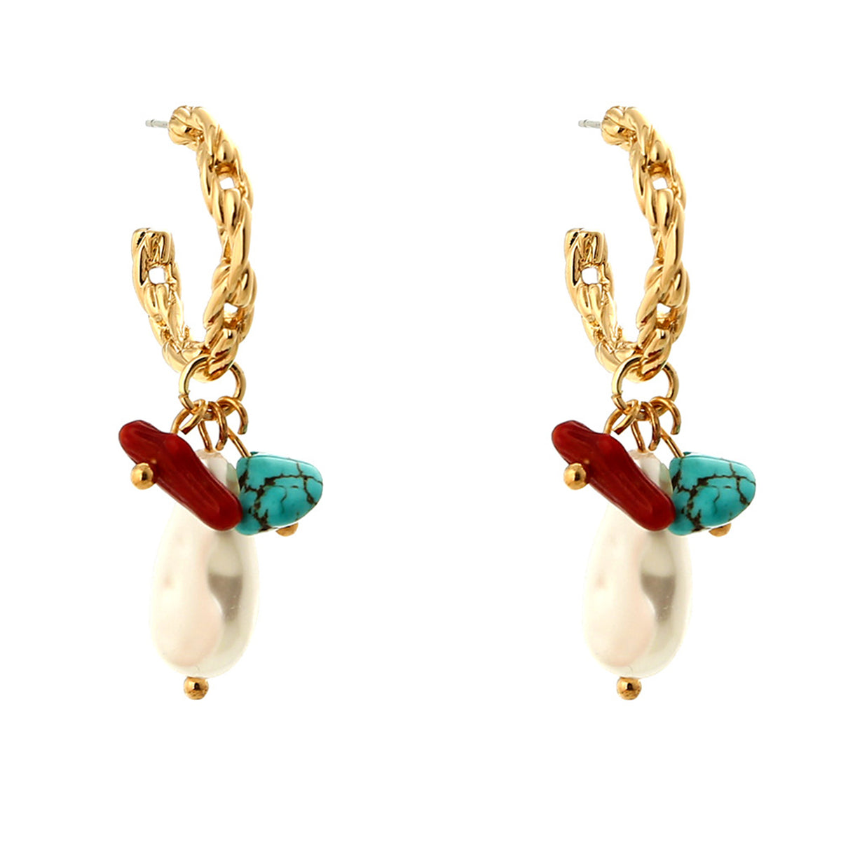 Turquoise & 18K Gold-Plated Drop Earrings