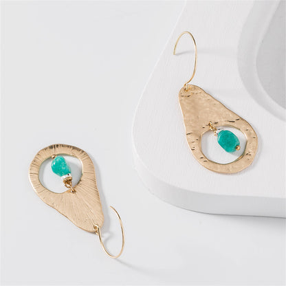 Green Resin and 18K Gold-Plated Avocado-Shape Drop Earrings, gold drop earrings for women, detail close-up