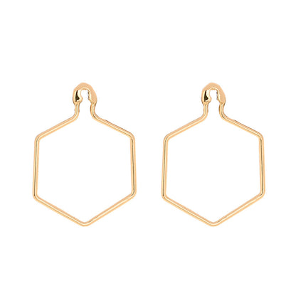 18K Gold-Plated Open Hexagon Drop Earrings