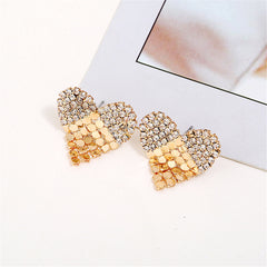 Cubic Zirconia & 18K Gold-Plated Sequin Heart Stud Earrings
