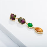 Green & Turquoise 18k Gold-Plated Drop Earrings