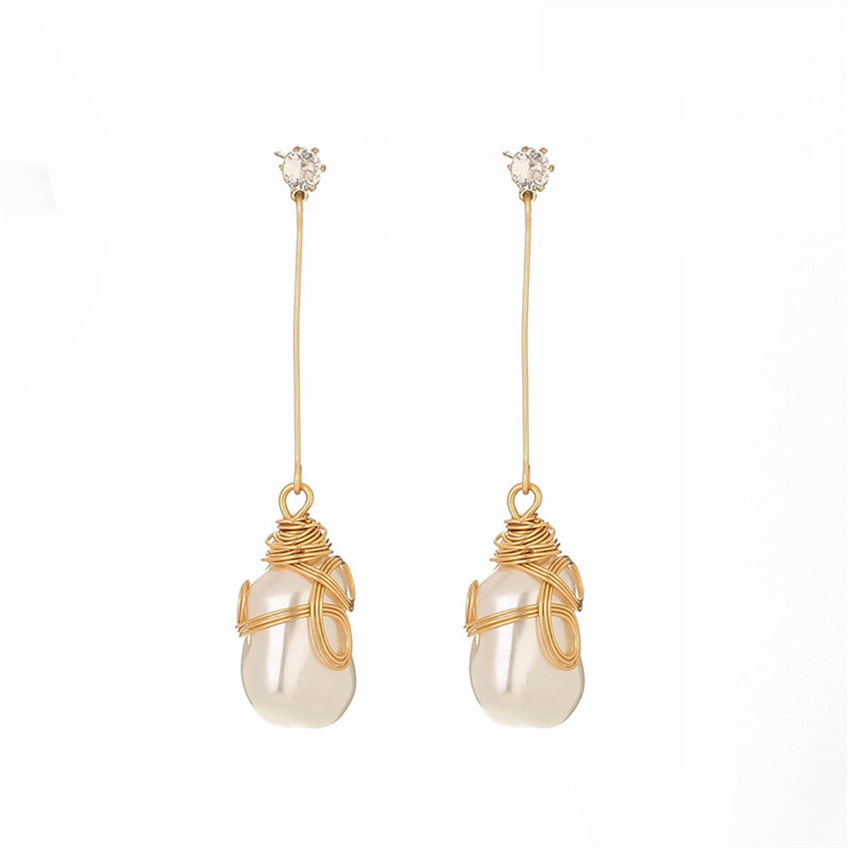 Pearl & Cubic Zirconia 18K Gold-Plated Teardrop Earrings