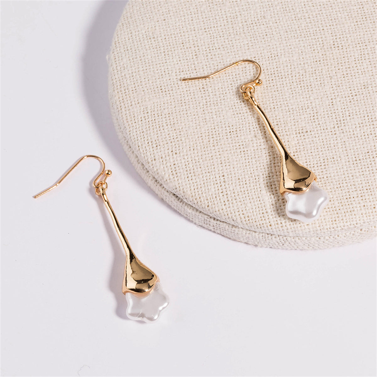 Pearl & 18K Gold-Plated Star Drop Earrings