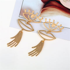 18K Gold-Plated Eye & Lip Drop Earrings