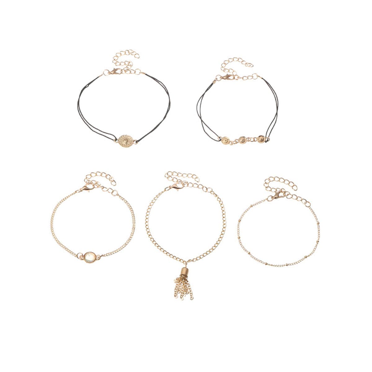 Moonstone & Vibre Tassel Anklet Set
