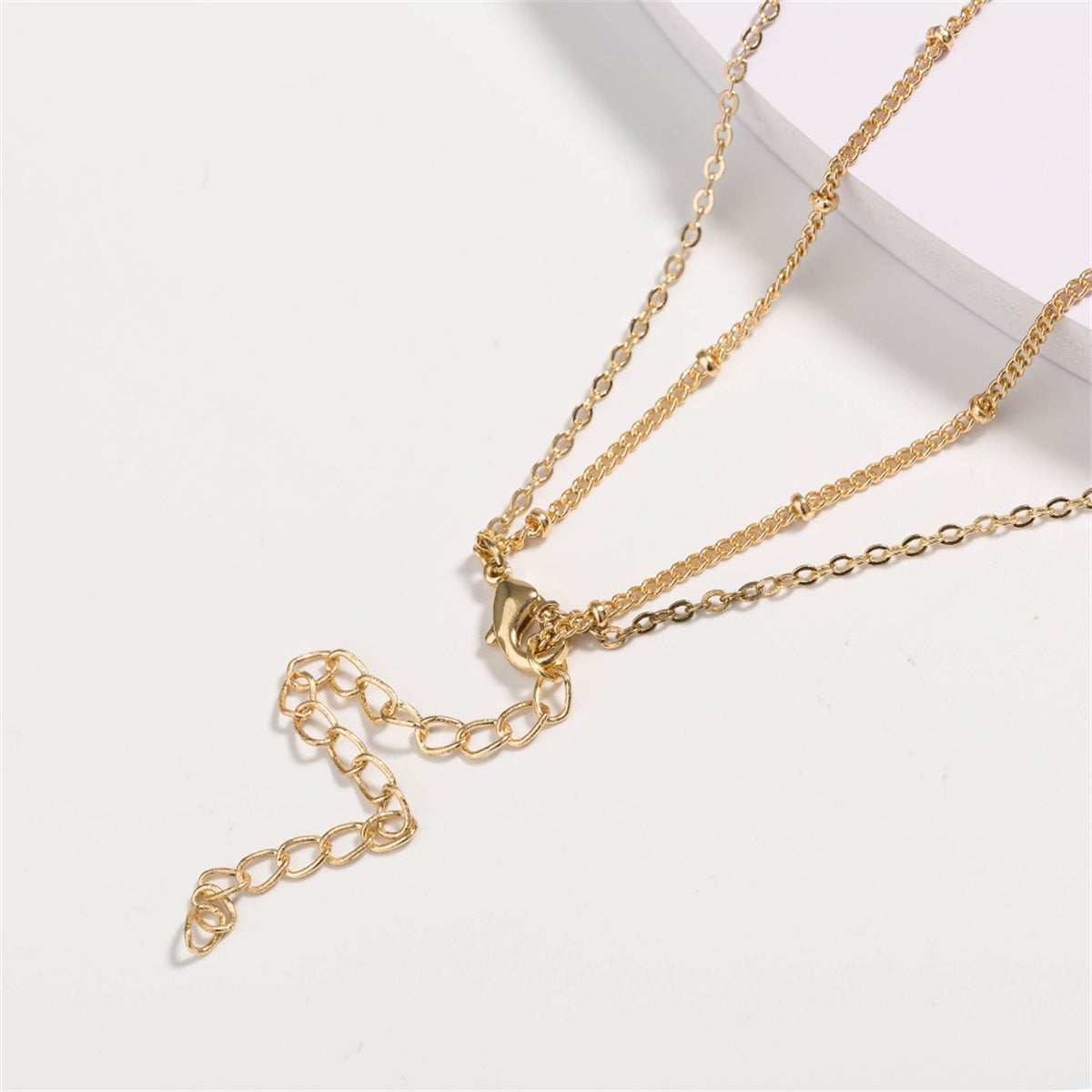 Gemstone and 18K Gold-Plated Layered Drop-Link Necklace, gold pendant necklace for women, everyday style, styled look