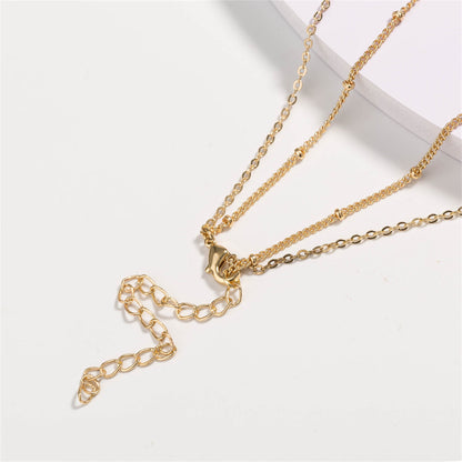 Gemstone and 18K Gold-Plated Layered Drop-Link Necklace, gold pendant necklace for women, everyday style, styled look