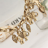 18K Gold-Plated Elephant & Heart Charm Anklet