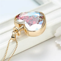 Blue & Goldtone Pressed Flower Heart Pendant Necklace