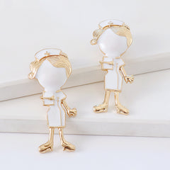 Enamel & 18K Gold-Plated Nurse Stud Earrings