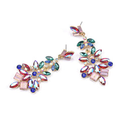 Multicolor Crystal & Cubic Zirconia Flower Drop Earrings